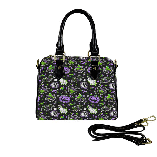 Trick or Treat 24 BLKPRPGRN Boston Handbag Purse