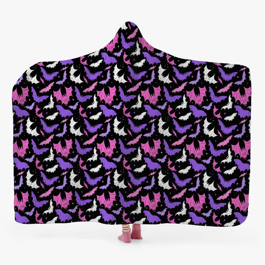 Batty Bats 2023 Black Pink Purple Hooded Blanket