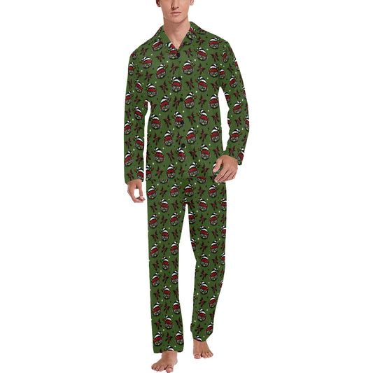 Elf Black Cats Creepmas Spooky Men's and Women's Long Sleeve Pajama Sets No Pockets