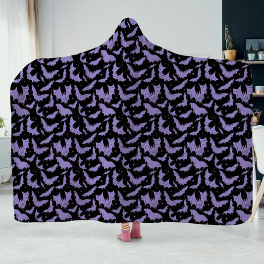 Batty Bats 2023 Black Lavender Hooded Blanket