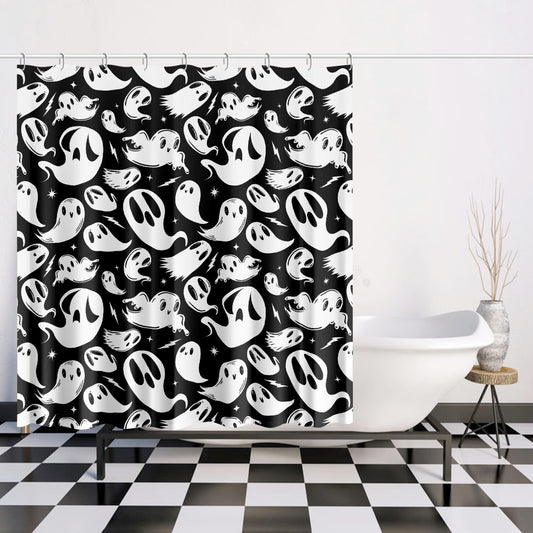 Ghosties 2023 BW Spooky Shower Curtain