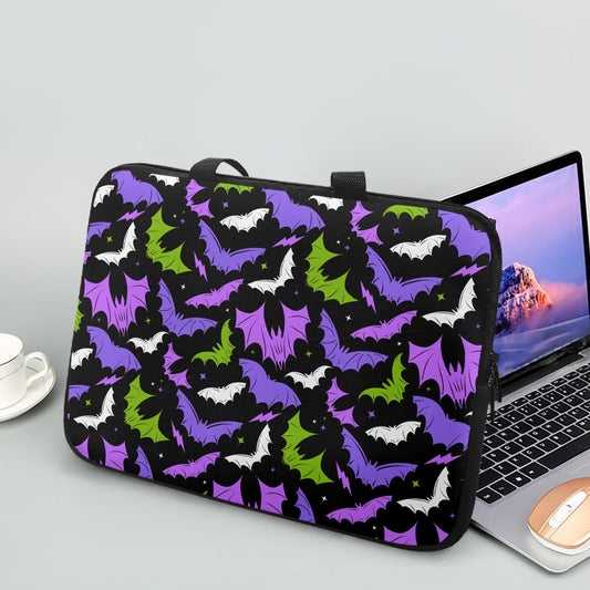 Batty Bats 2023 Black with Purple Orchid Palm Laptop Sleeve