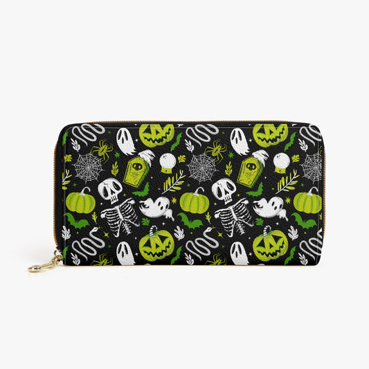 Everything Halloween 2022 Black, White, Chartreuse, Green Zipper Wallet