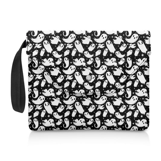 Ghosties 22 BW Spooky Cute Book Kindle Planner Sleeve with Strap