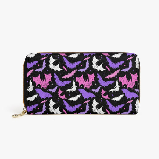 Batty Bats 2023 Black with Pink, Purple Zipper Wallet