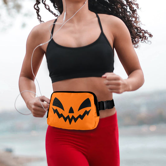 Jack-O-Lantern Pumpkin Face Orange Crossbody Waist Fanny Pack Bag