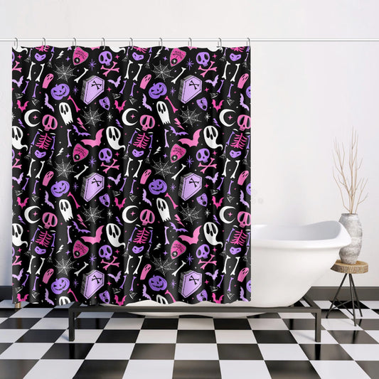 Dearly Departed 2021 Black, White, Pink, Purple Shower Curtain