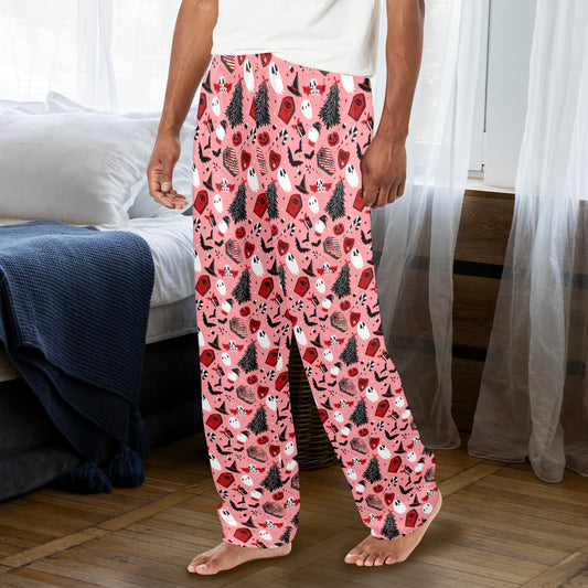 Candy Coffins Pink Red Lounge/Pajama Pants with Pockets