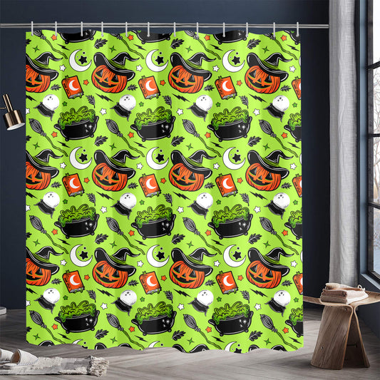 Pumpkin Witch 24 BWOGRN Shower Curtain