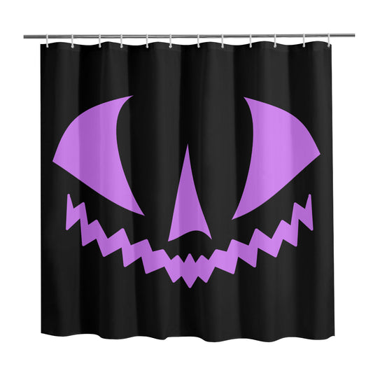 Jack-o-Lantern Two Face Black Purple Spooky Halloween Shower Curtain