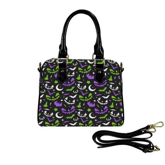 Nite Frights 24 BLKGRNPRP Boston Handbag Purse