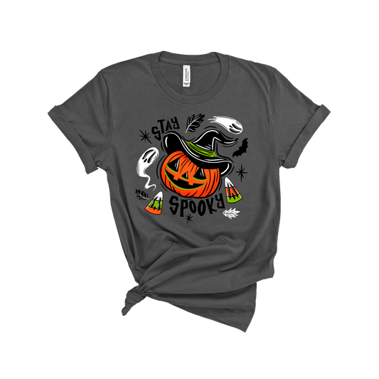 Stay Spooky Jack-O-Lantern Witch AWOG 3001C Unisex Jersey Black Short-Sleeve T-Shirt