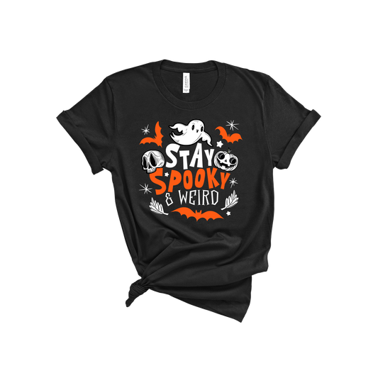 Stay Spooky and Weird T-shirt BW ORANGE