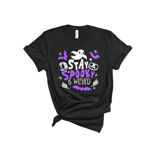 Stay Spooky and Weird T-shirt BW PURPLE