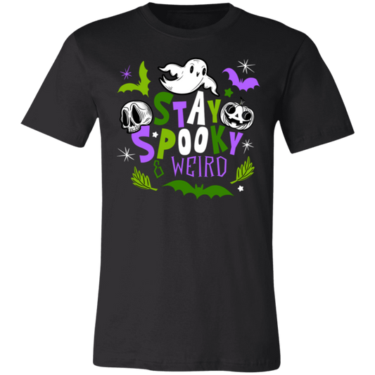 Stay Spooky and Weird T-shirt BW PURPLE GREEN