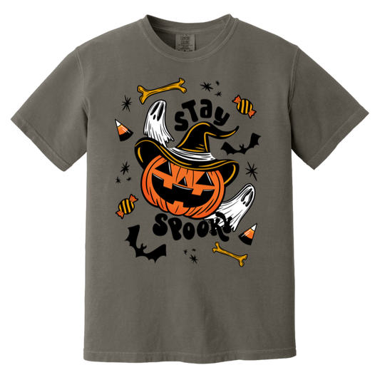 Stay Spooky Cute Pumpkin Witch BWOGLD Garment-Dyed T-Shirt