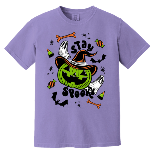 Stay Spooky Cute Pumpkin Witch BWOGRN Garment-Dyed T-Shirt