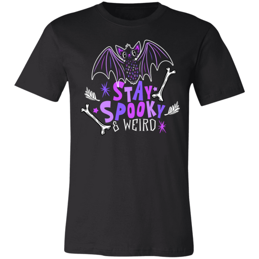 Stay Spooky & Weird Cute Bat BWPO 3001C Unisex Jersey Black Short-Sleeve T-Shirt