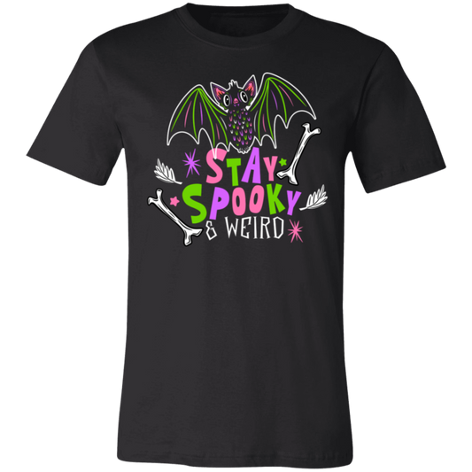 Stay Spooky & Weird Cute Bat BWPPG 3001C Unisex Jersey Black Short-Sleeve T-Shirt