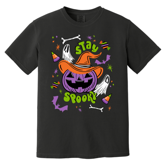 Stay Spooky Cute Pumpkin Witch BWOPG Garment-Dyed T-Shirt