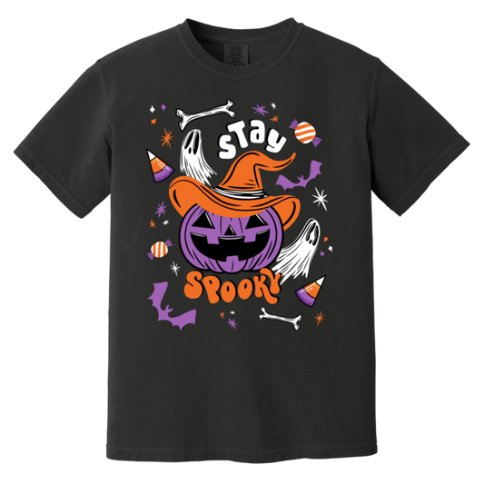 Stay Spooky Cute Pumpkin Witch BWPO Garment-Dyed T-Shirt