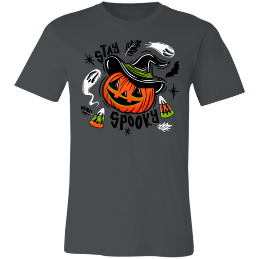 Stay Spooky Jack-O-Lantern Witch AWOG 3001C Unisex Jersey Black Short-Sleeve T-Shirt