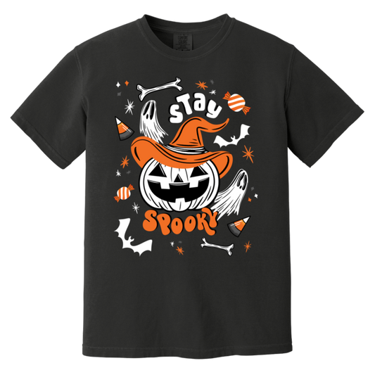 Stay Spooky Cute Pumpkin Witch BWO Garment-Dyed T-Shirt