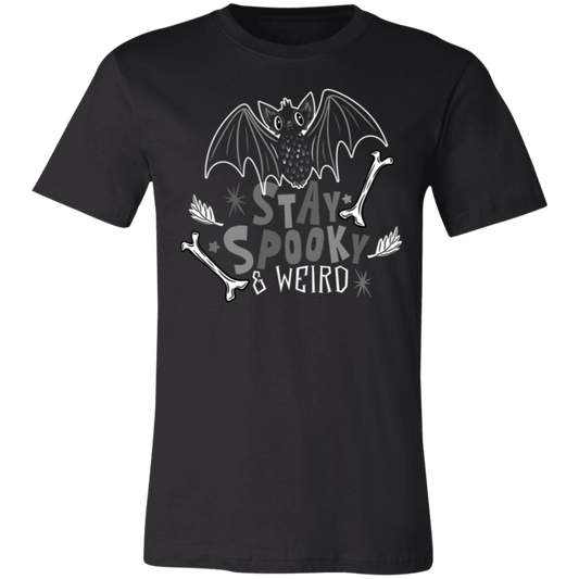 Stay Spooky & Weird Cute Bat BWG 3001C Unisex Jersey Black Short-Sleeve T-Shirt