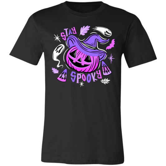 Stay Spooky Jack-O-Lantern Witch BWPP 3001C Unisex Jersey Black Short-Sleeve T-Shirt