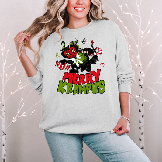 Merry Krampus Spooky Creepmas Crewneck Pullover Sweatshirt