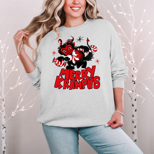 Merry Krampus Spooky Creepmas Crewneck Pullover Sweatshirt