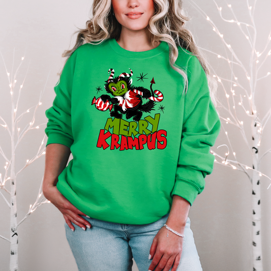 Merry Krampus Spooky Creepmas Crewneck Pullover Sweatshirt