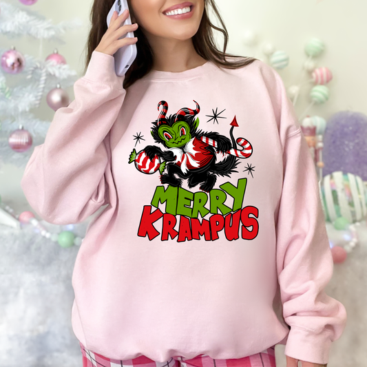 Merry Krampus Spooky Creepmas Crewneck Pullover Sweatshirt