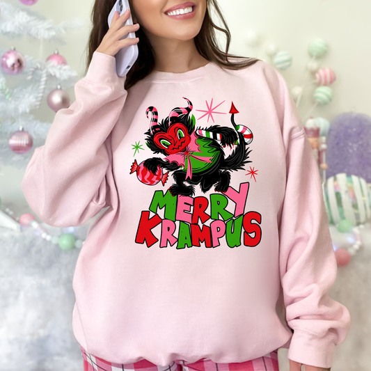 Merry Krampus Spooky Creepmas Crewneck Pullover Sweatshirt