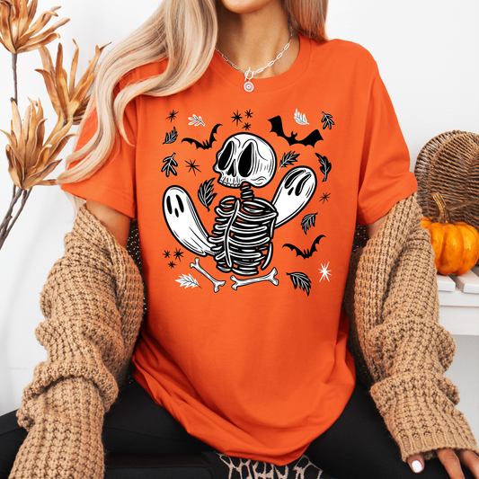 Stay Spooky Cute Skeleton Ghosties BW Unisex Jersey T-Shirt