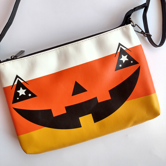 Jack-O-Lantern Face Candy Corn Stripes Daily Zip Pouch