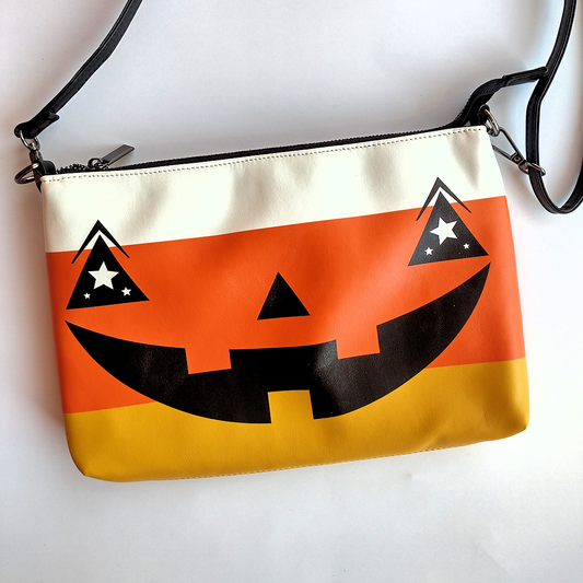 Jack-O-Lantern Face Candy Corn Stripes Daily Zip Pouch