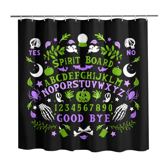 Spirit Board Black Purple Green Spooky Shower Curtain