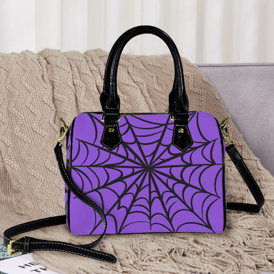 Spooky Gothic Spiderweb PRPB Boston Handbag Purse