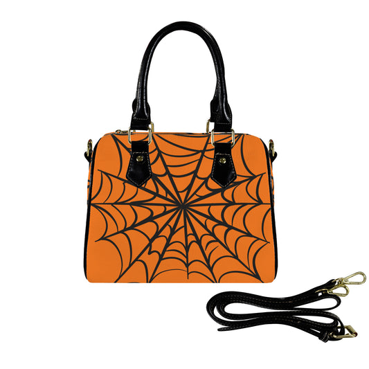 Spooky Gothic Spiderweb ORNGB Boston Handbag Purse