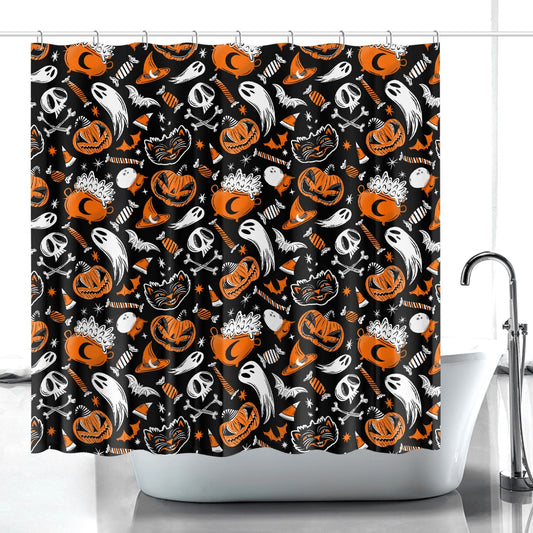 Trick or Treat 2023 Orange Halloween Shower Curtain