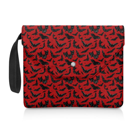 Batty Bats Red Spooky Gothic Halloween Book Kindle Planner Sleeve with Strap