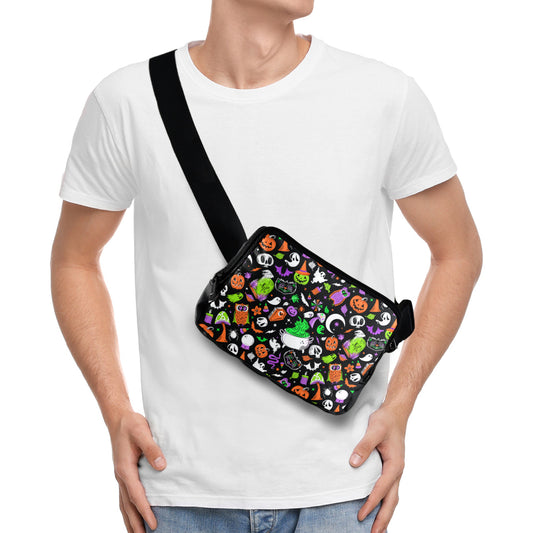 I'ts Spooky Season Black, White, Orange, Green, Purple Crossbody Waist Fanny Pack Bag