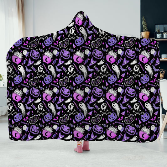 Trick or Treat 2023 Purple Orchid Hooded Blanket