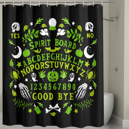 Spirit Board Black Green Spooky Shower Curtain