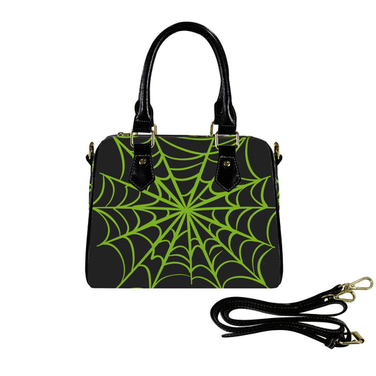 Spooky Gothic Spiderweb BGRN Boston Handbag Purse