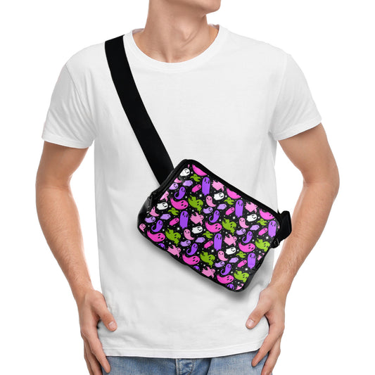 Ghosties Black, White, Pink, Purple, Green Crossbody Waist Fanny Pack Bag