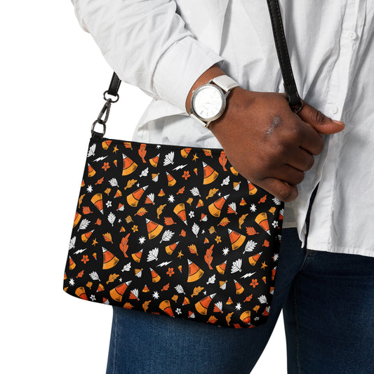 Fall Vibes Falloween Faux Leather Crossbody Bag Purse