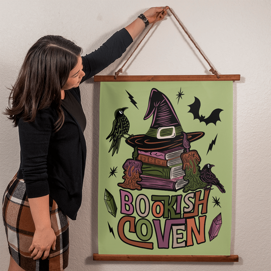 Witchy Dark Academia Bookish Coven Wood Framed Wall Tapestry