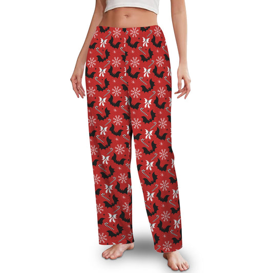 Bats and Bows Red Creepmas Spooky Pajama Lounge Pants No Pockets